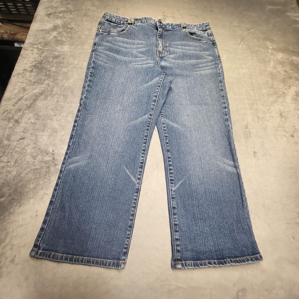 Nautica Jeans Womens 16 Blue Cropped Wide Leg Relaxed Denim Pockets Zip Fly